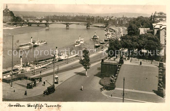 DRESDEN Elbe Bruehlsche Terrasse