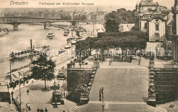 DRESDEN Elbe Freitreppe der Bruehlschen Terrasse