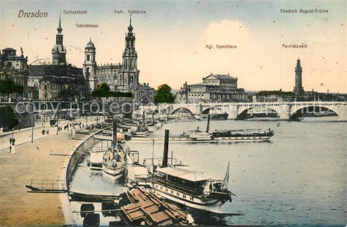 DRESDEN Elbe Schlossturm Staendehaus Hofkirche Kgl Opernhaus Friedrich August Br