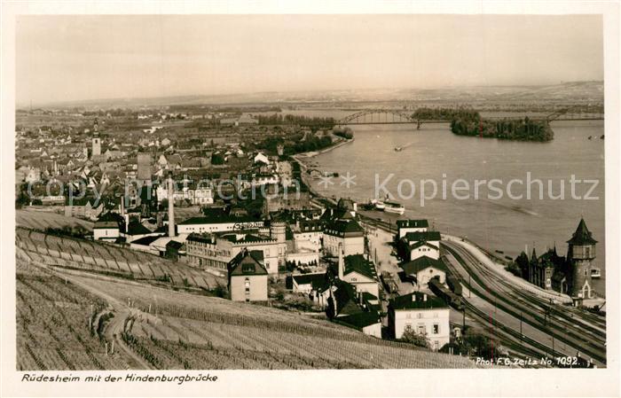 Ruedesheim Rhein Panorama mit Hindenburgbruecke