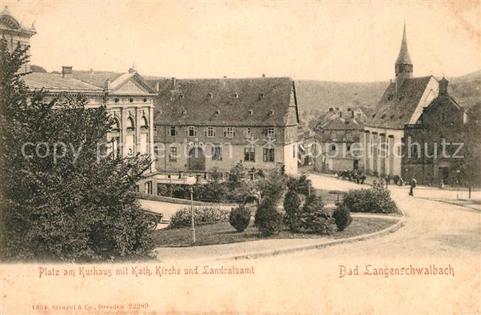 Bad Langenschwalbach Platz am Kurhaus mit Kath Kirche und Landratsamt