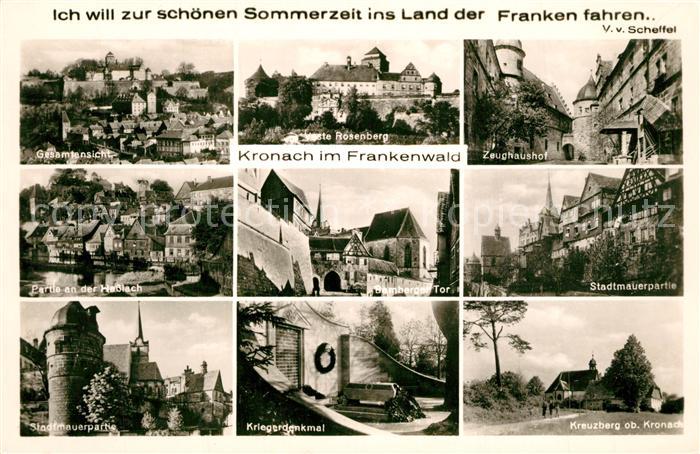 Kronach Oberfranken Veste Rosenberg Zeughaushof Hasslachpartie Bamberger Tor Sta