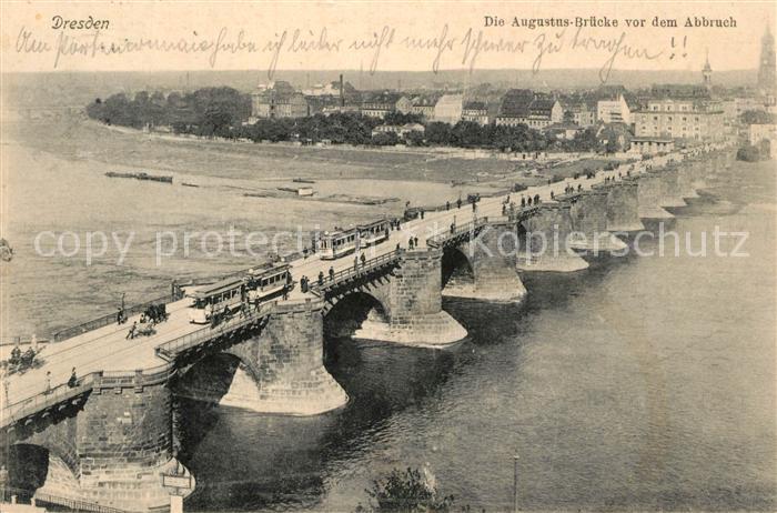 DRESDEN Elbe Augustus Bruecke vor dem Abbruch