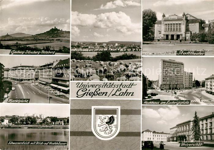 Giessen Lahn Gleiberg Marktplatz Schwanenteich Stadttheater Hochhaus Ludwigsplat