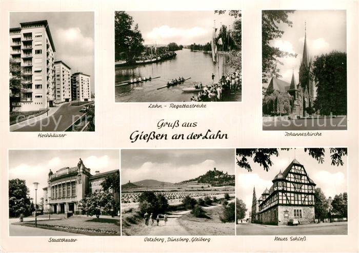 Giessen Lahn Hochhaeuser Lahn Regattastrecke Johanneskirche Stadttheater Oetzber