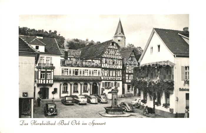Bad Orb Altstadt Brunnen Hotel Fachwerkhaus Kirchturm