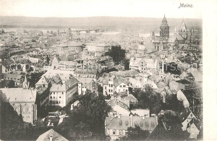 Mainz Rhein Stadtpanorama mit Dom