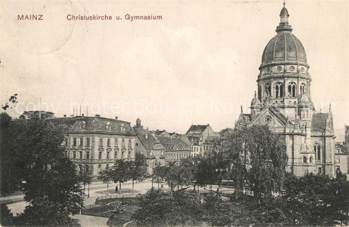 Mainz Rhein Christuskirche und Gymnasium