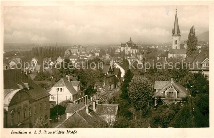 Bensheim Bergstrasse Stadtpanorama mit Darmstaedter Strasse Kirche