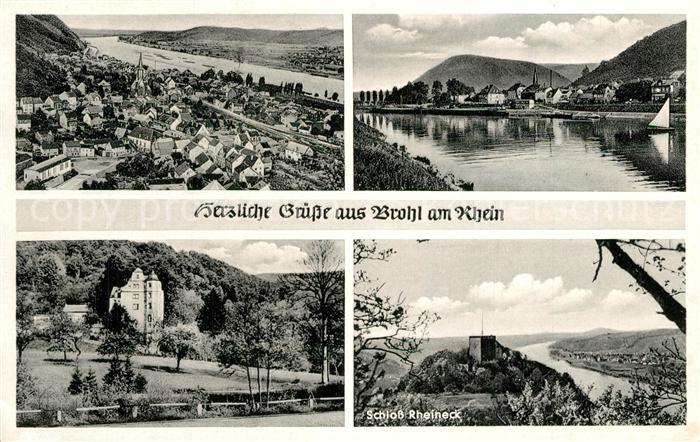 Brohl-Luetzing Stadtpanorama Uferpartie am Rhein Schloss Rheineck