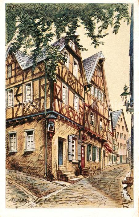 Linz Rhein Muehlenstrasse Die bunte Stadt am Rhein Kuenstlerkarte