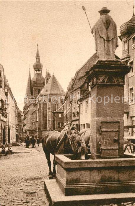 Alt St Wendel Wendelinusbrunnen Pferdetraenke Blick auf den Dom