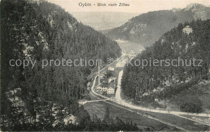 Oybin Sachsen Landschaftspanorama Blick nach Zittau Zittauer Gebirge