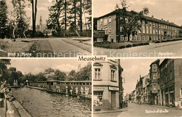 Meuselwitz Blick zur Kirche Poliklinik Bahnhofstrasse Freibad