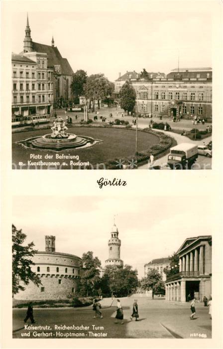 Goerlitz Sachsen Platz der Befreiung Kunstbrunnen Postamt Kaisertrutz Reichenbac