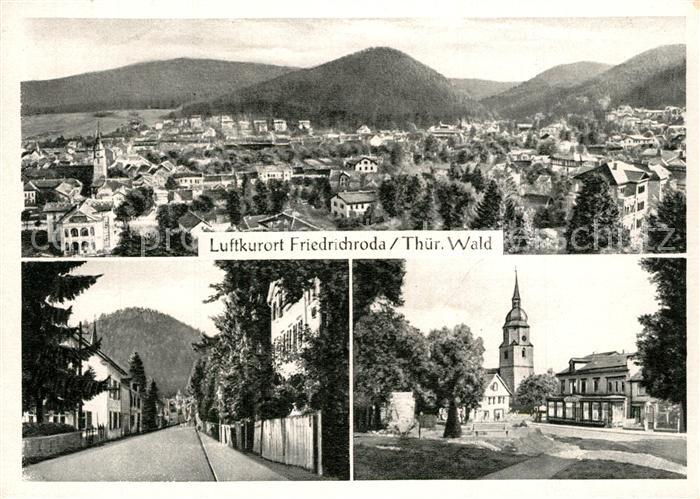 Friedrichroda Panorama Luftkurort Strassenpartie Kirche
