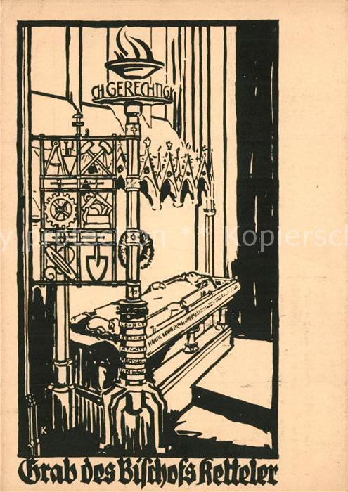 Mainz Rhein Grab des Bischofs Ketteler Kuenstlerkarte