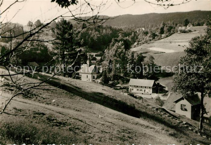 Lueckendorf Teilansicht mit Kirche Kurort Zittauer Gebirge Handabzug