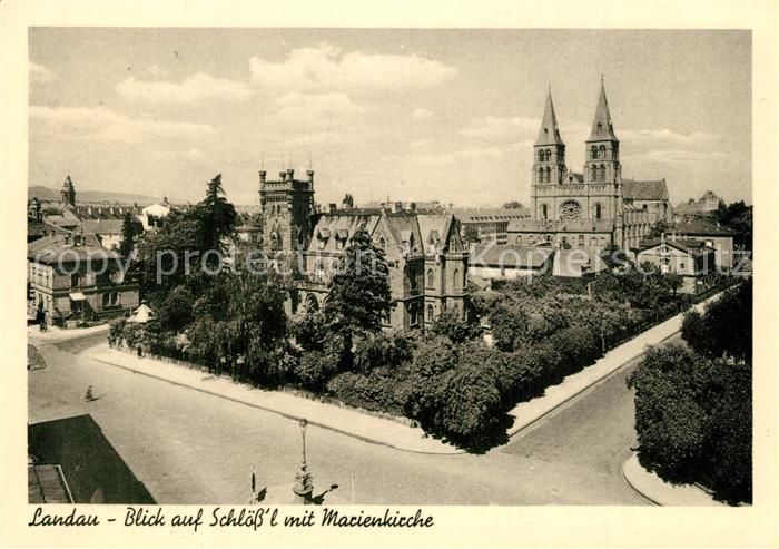 Landau Pfalz Blick auf Schloessl mit Marienkirche