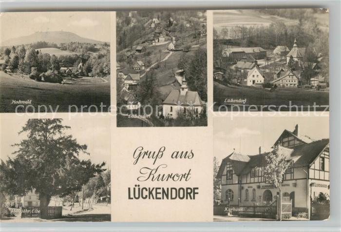 Lueckendorf Landschaftspanorama Hochwald Zittauer Gebirge Motiv mit Kirche 1500j