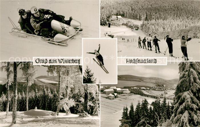 Winterberg Hochsauerland Bobfahrer Skifahrer Winterlandschaften