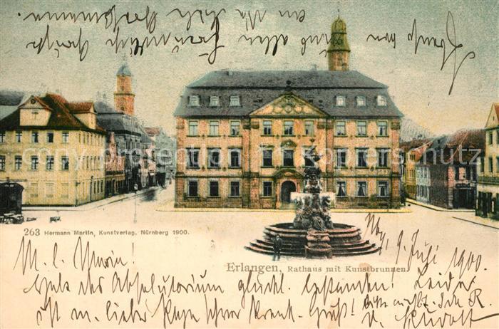 ERLANGEN Bayern Rathaus Kunstbrunnen
