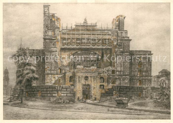 DRESDEN Elbe Staatsoper Semperbau Buehnenhaus Kuenstlerkarte