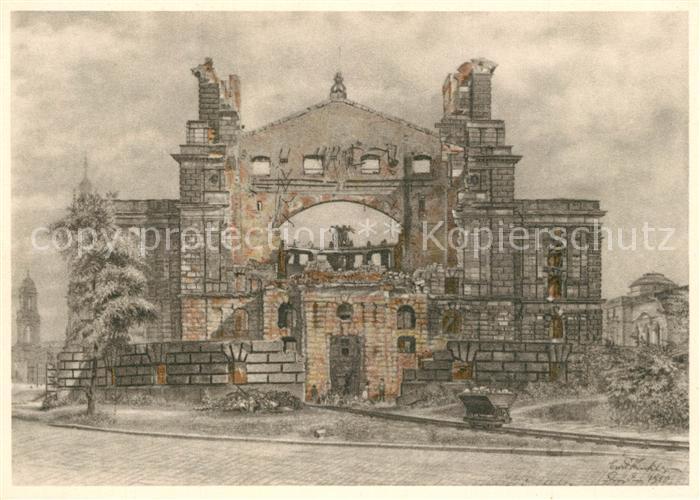 DRESDEN Elbe Staatsoper Semperbau Zuschauerraum Kuenstlerkarte