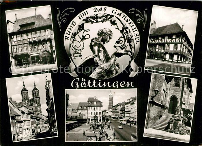 Goettingen Niedersachsen Gaenseliesel Johanniskirche Marktplatz Fachwerkhaus Rat