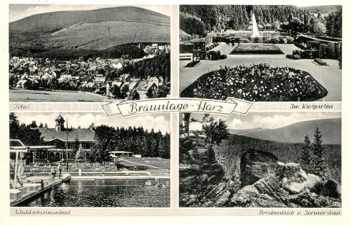 Braunlage Harz Kurgarten Waldschwimmbad Brockenblick Jerntorstein