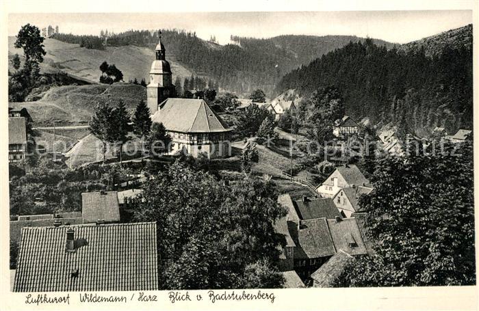 Wildemann Harz Goslar Niedersachsen Kirche Panorama vom Badstubenberg