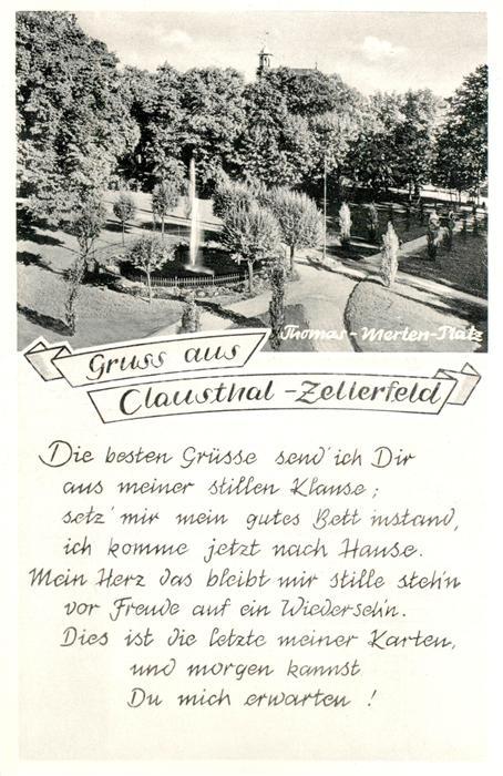 Clausthal-Zellerfeld Goslar Niedersachsen Thomas Merten Platz Brunnen Gedicht