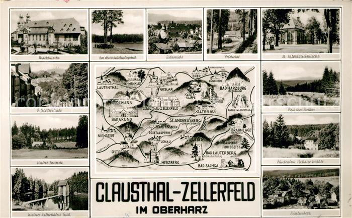 Clausthal-Zellerfeld Goslar Niedersachsen Marktkirche Brockenblick Panoramakarte