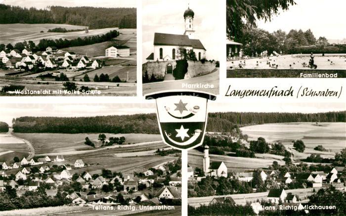 Langenneufnach Panorama Pfarrkirche Familienbad Unterrothan Mickhausen