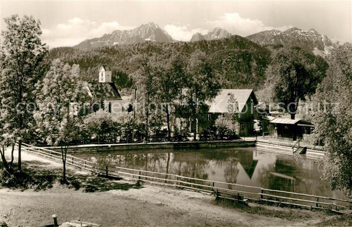 Schwangau Schwimmbad mit Gernspitze Koellespitze und Schlicke