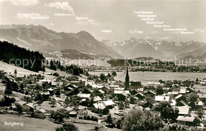 Burgberg Allgaeu mit Allgaeuer Hochgebirgskette