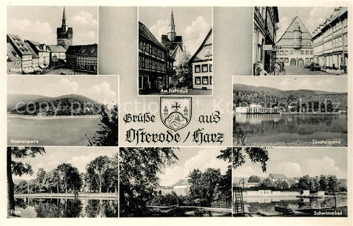 Osterode Harz Marktplatz Soesetalsperre Park Rathaus Schwimmbad