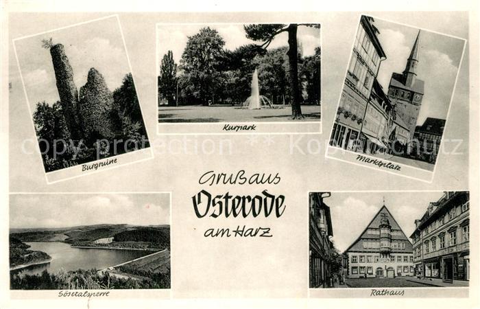 Osterode Harz Burgruine Kurpark Marktplatz Soesetalsperre Rathaus