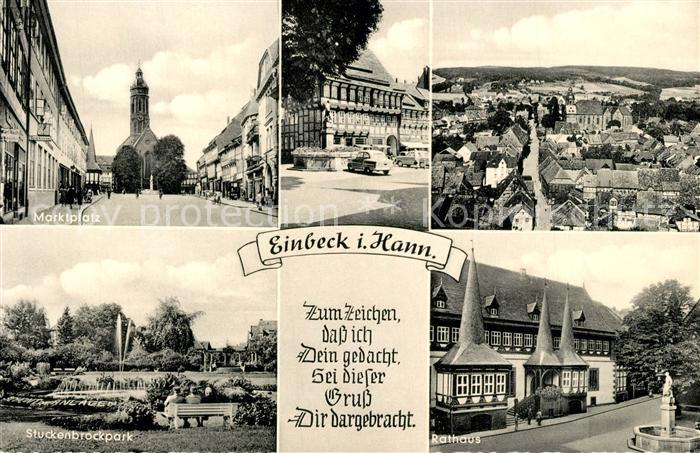 Einbeck Niedersachsen Marktplatz Brunnen Ortsblick Stuckenbrockpark Rathaus
