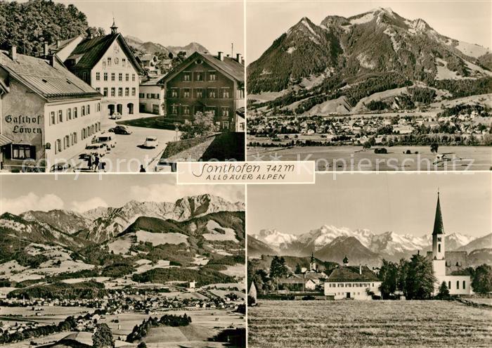 Sonthofen Oberallgaeu Gasthof Loewen Panorama Kirche