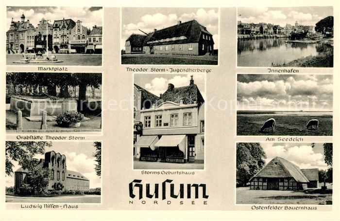 Husum Nordfriesland Marktplatz Grabstaette Theodor Storm Ludwig Nissen Haus