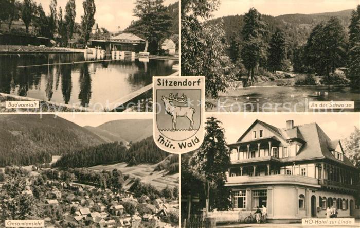 Sitzendorf Thueringen Schwimmbad ASchwarza Panorama HO Hotel Linde