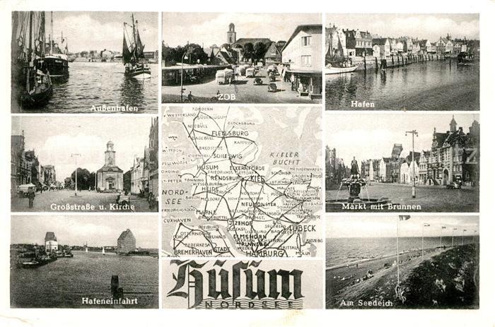 Husum Butjadingen Markt Brunnen Hafen Seedeich ZOB