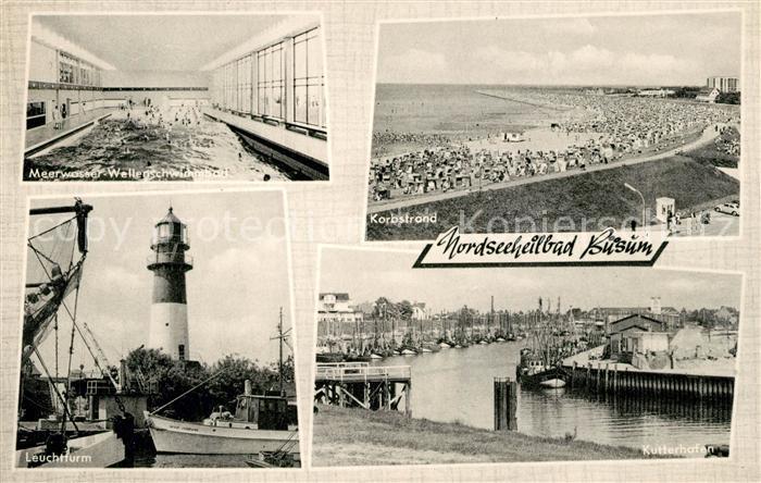 Buesum Nordseebad Korbstrand Wellenschwimmbad Leuchtturm