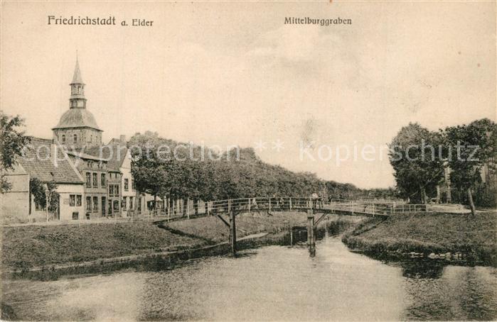 Friedrichstadt Eider Mittelburggraben Kirche Bruecke