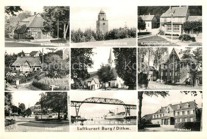 Burg Dithmarschen Aussichtsturm Kreiskinderheim Bahnhof Kirche
