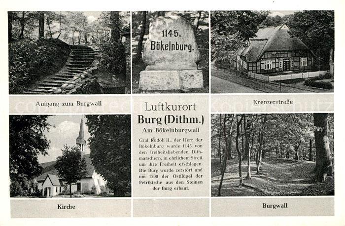 Burg Dithmarschen Aufgang Burgwall Krenzerstrasse Kirche