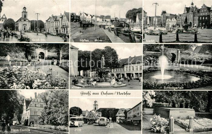 Husum Nordfriesland Gross Strasse Hafen Markt Haus Cornils Schlossgarten ZOB