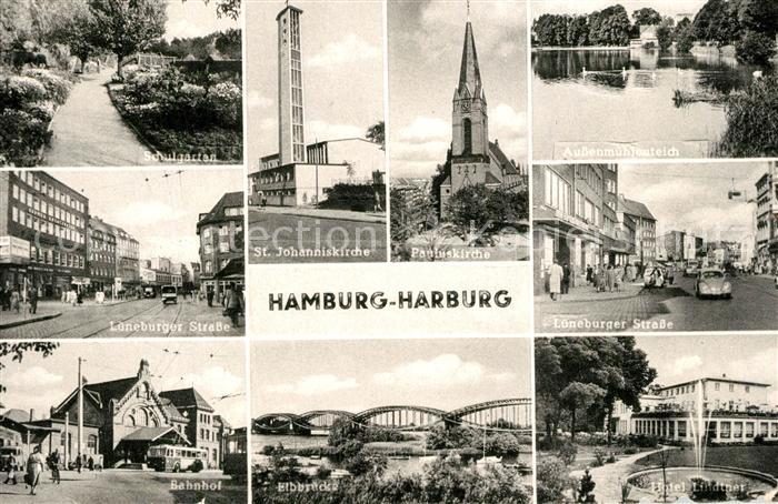 Harburg Hamburg Schulgarten Johanniskirche Aussenmuehlenteich Bahnhof Elbbruecke