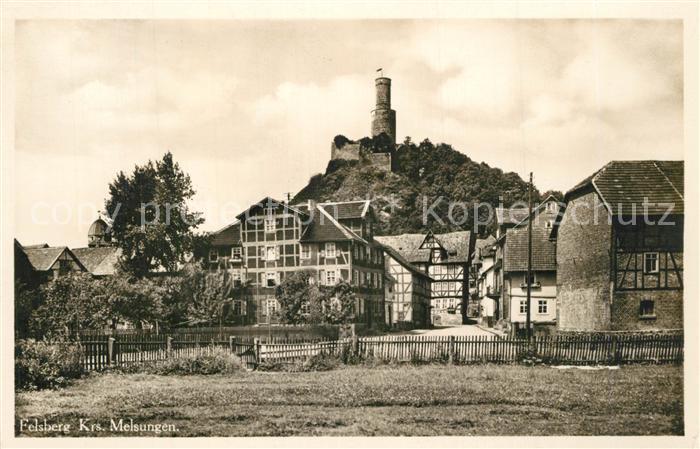 Felsberg Hessen Ortsansicht mit Burgruine